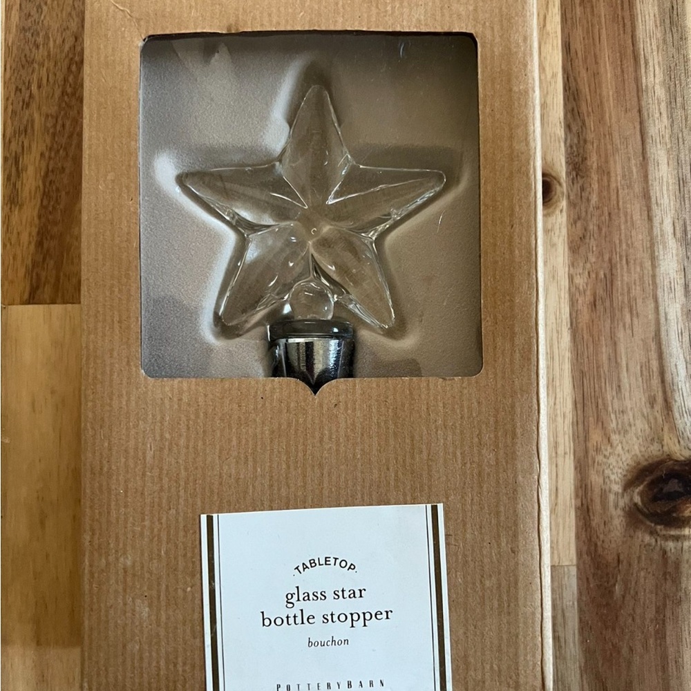 Pottery Barn Glass Star Bottle Stopper - Silver